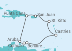Itinerario del Crucero Aruba, Curaçao, Santa Lucía - Norwegian Cruise Line