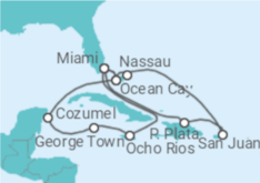 Itinerario del Crucero Jamaica, Islas Caimán, México, USA, Bahamas, Puerto Rico - MSC Cruceros