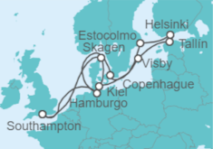 Itinerario del Crucero Alemania, Dinamarca, Suecia, Estonia, Finlandia - Cunard