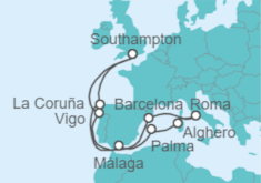 Itinerario del Crucero España, Italia - Cunard