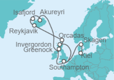 Itinerario del Crucero desde Kiel (Alemania) a Southampton (Londres) - Cunard