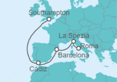 Itinerario del Crucero España, Italia - Cunard