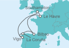 Itinerario del Crucero Francia, España - Royal Caribbean