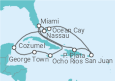 Itinerario del Crucero Jamaica, Islas Caimán, México, USA, Puerto Rico, Bahamas TI - MSC Cruceros