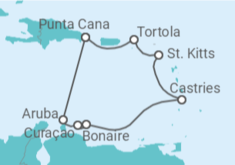 Itinerario del Crucero Aruba, Curaçao, Santa Lucía, Islas Vírgenes - Reino Unido - Norwegian Cruise Line