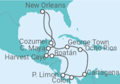Itinerario del Crucero Honduras, Costa Rica, Panamá, Colombia, Jamaica, Islas Caimán, México - Norwegian Cruise Line