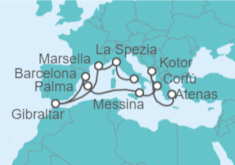 Itinerario del Crucero Montenegro, Grecia, Italia, España, Gibraltar, Francia - Princess Cruises