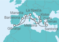 Itinerario del Crucero Grecia, Montenegro, Italia, España, Gibraltar, Francia - Princess Cruises