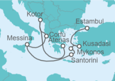 Itinerario del Crucero Montenegro, Grecia, Italia, Turquía - Princess Cruises