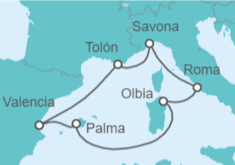 Itinerario del Crucero España, Italia - Costa Cruceros