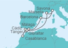 Itinerario del Crucero Italia, España, Marruecos, Gibraltar - Costa Cruceros