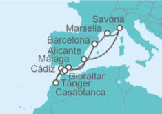 Itinerario del Crucero Francia, Italia, España, Marruecos, Gibraltar - Costa Cruceros