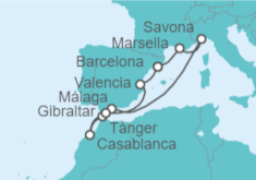 Itinerario del Crucero Marruecos, Gibraltar, España, Francia, Italia - Costa Cruceros