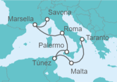 Itinerario del Crucero Malta, Túnez, Italia, Francia - Costa Cruceros