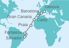 Itinerario del Crucero España, Cabo Verde, Brasil - Costa Cruceros