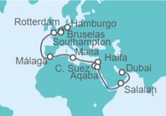 Itinerario del Crucero desde Hamburgo (Alemania) a Dubái (EAU) - Cunard
