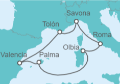 Itinerario del Crucero España, Francia, Italia - Costa Cruceros