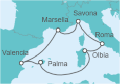 Itinerario del Crucero Italia, España - Costa Cruceros