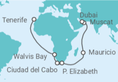 Itinerario del Crucero Namibia, Sudáfrica, Mauricio, Omán - Costa Cruceros