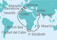 Itinerario del Crucero desde Génova (Italia) a Dubái (EAU) - Costa Cruceros