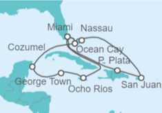 Itinerario del Crucero Jamaica, Islas Caimán, México, USA, Puerto Rico, Bahamas - MSC Cruceros