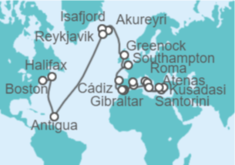 Itinerario del Crucero desde Civitavecchia (Roma) a Boston (EEUU) - Princess Cruises