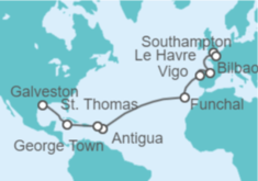 Itinerario del Crucero Francia, España, Portugal, Antigua Y Barbuda, Islas Vírgenes - Eeuu, Islas Caimán - Princess Cruises