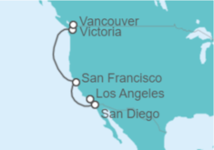 Itinerario del Crucero Los Ángeles, San Diego, San Francisco, Victoria y Vancouver - Princess Cruises