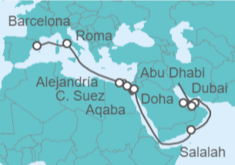 Itinerario del Crucero Qatar, Emiratos Arabes, Omán, Jordania, Egipto, Italia - MSC Cruceros