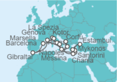 Itinerario del Crucero Grecia, Montenegro, Italia, España, Gibraltar, Francia, Turquía - Princess Cruises
