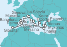 Itinerario del Crucero Gibraltar, Francia, Italia, Grecia, Turquía, Montenegro, España - Princess Cruises