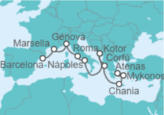 Itinerario del Crucero Francia, Italia, Montenegro, Grecia - Princess Cruises