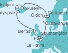 Itinerario del Crucero Francia, Islandia, Noruega - Norwegian Cruise Line