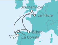 Itinerario del Crucero Francia, España - Royal Caribbean