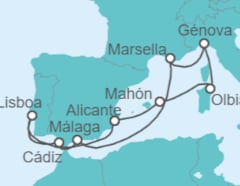 Itinerario del Crucero España, Portugal, Italia, Francia TI - MSC Cruceros