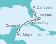 Itinerario del Crucero México, USA, Bahamas - MSC Cruceros