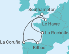 Itinerario del Crucero España, Francia - Royal Caribbean