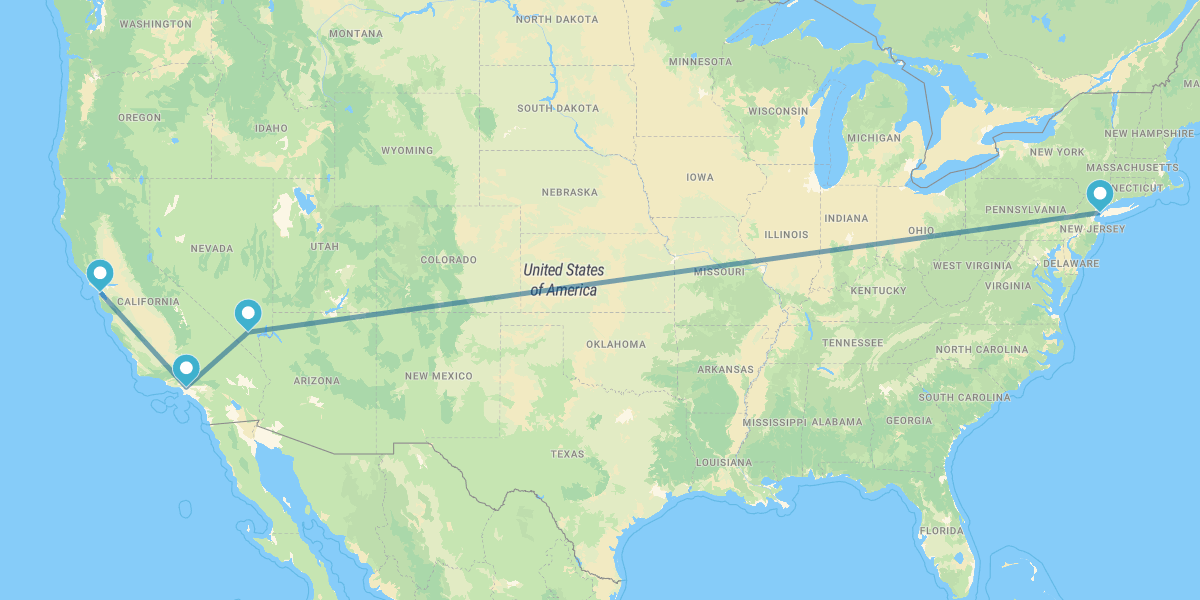 Nueva York, Las Vegas, Los Ángeles y San Francisco