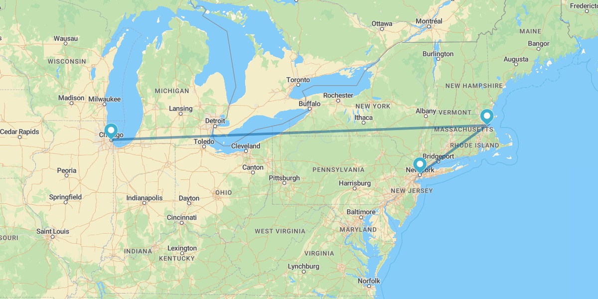 Nueva York, Boston y Chicago