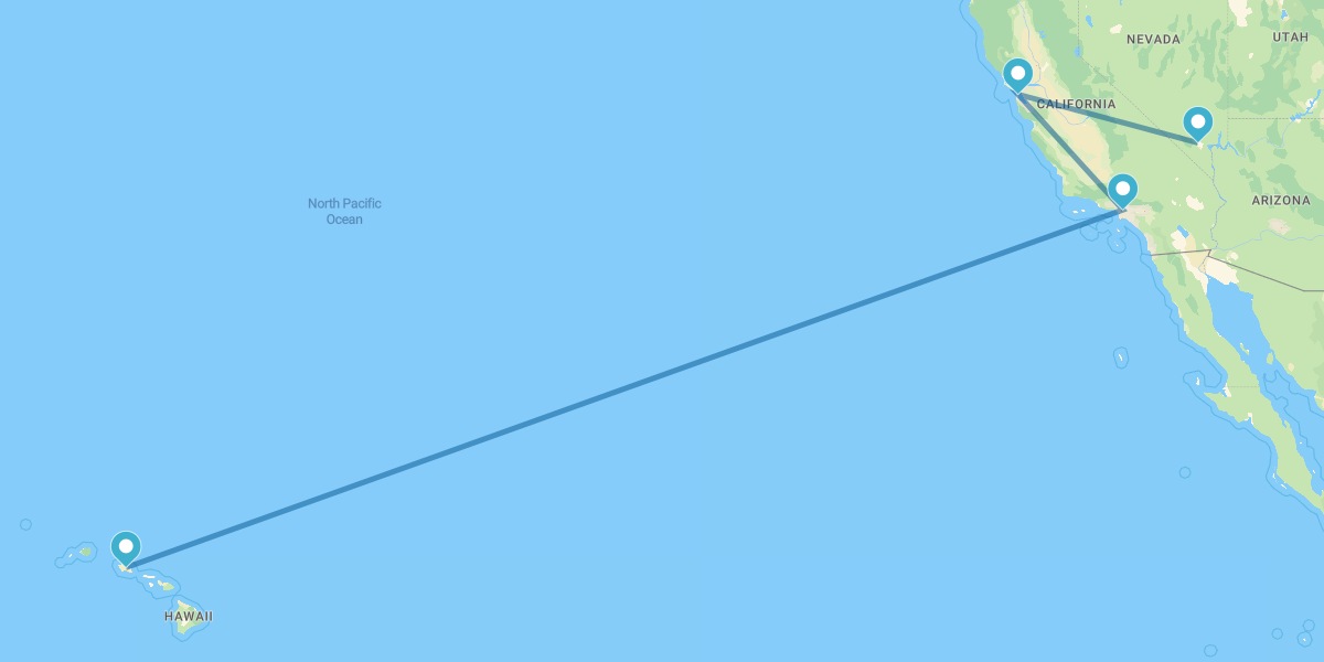 Las Vegas, San Francisco, Los Ángeles y Honolulu (O'ahu)