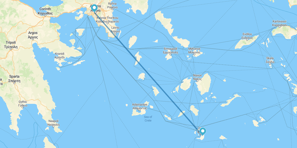Atenas y Santorini en avión
