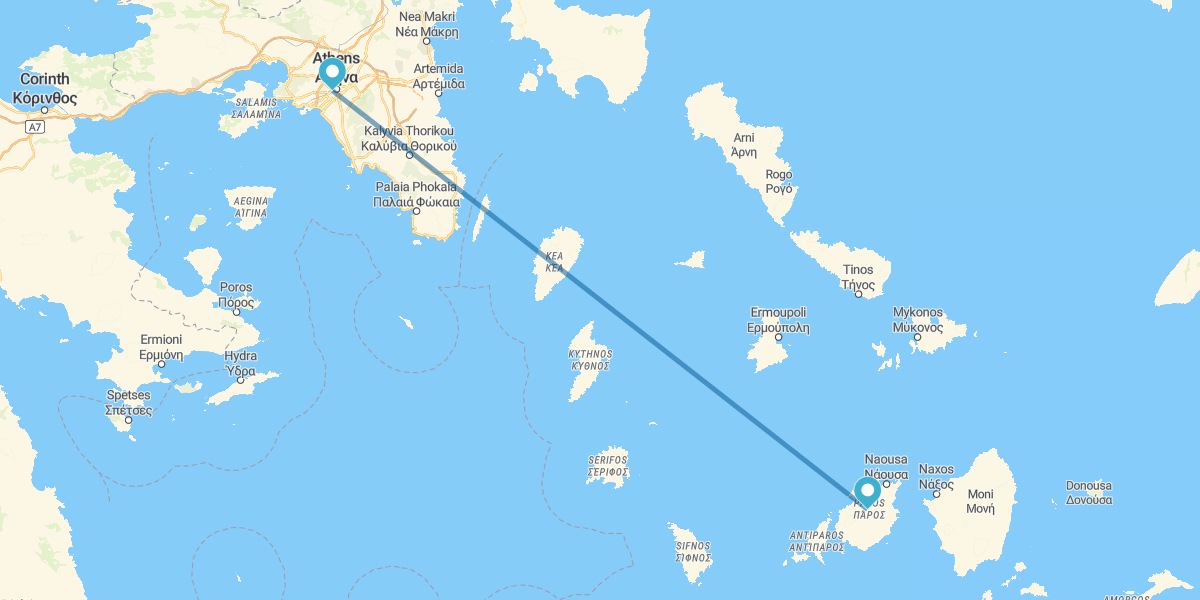 Atenas y Paros en avión