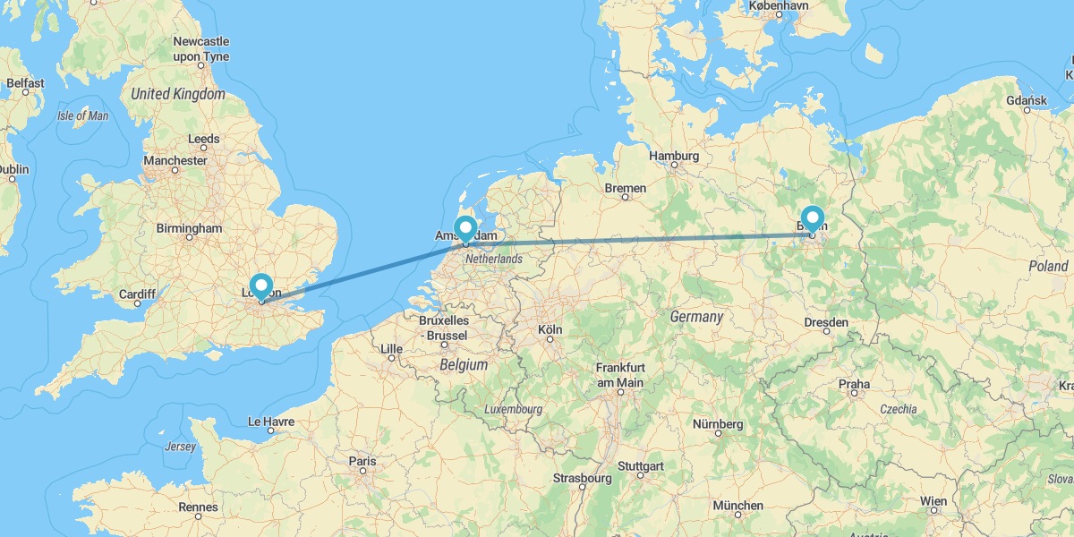 Londres, Ámsterdam y Berlín en avión