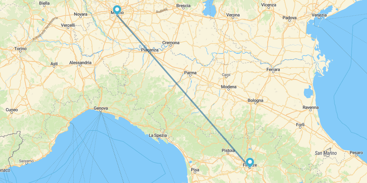 Milán y Florencia en tren