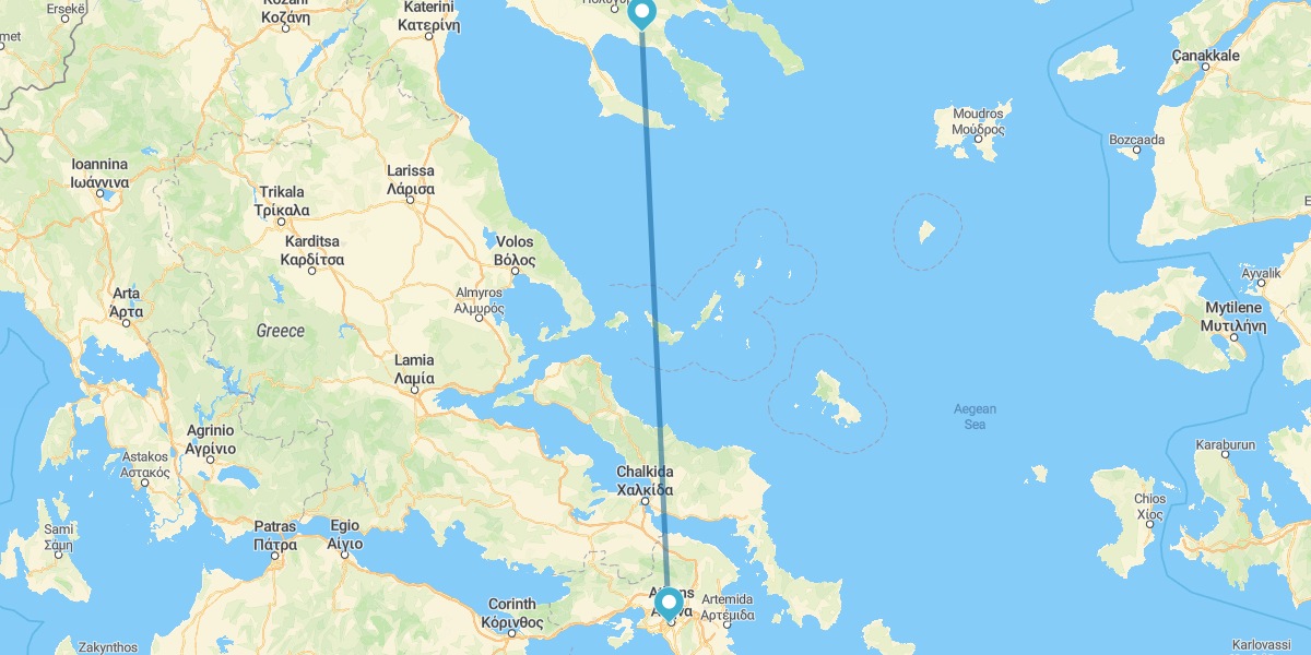 Atenas y Calcídica en avión
