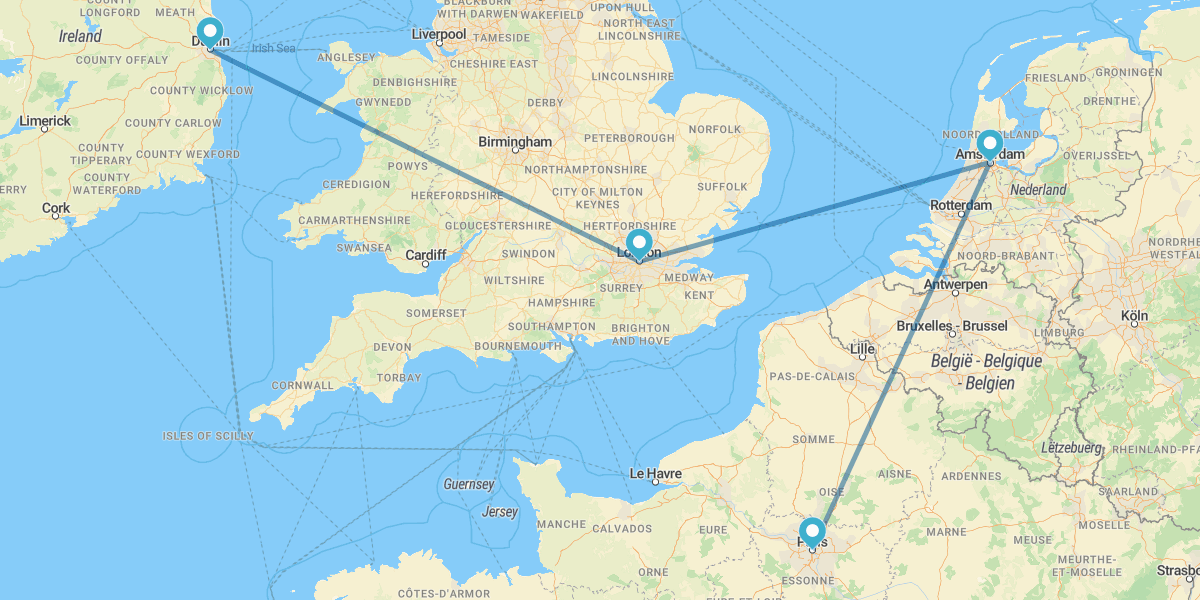 Dublín, Londres, Ámsterdam y París