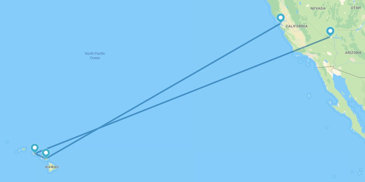Las Vegas, Honolulu (O'ahu), Maui y San Francisco