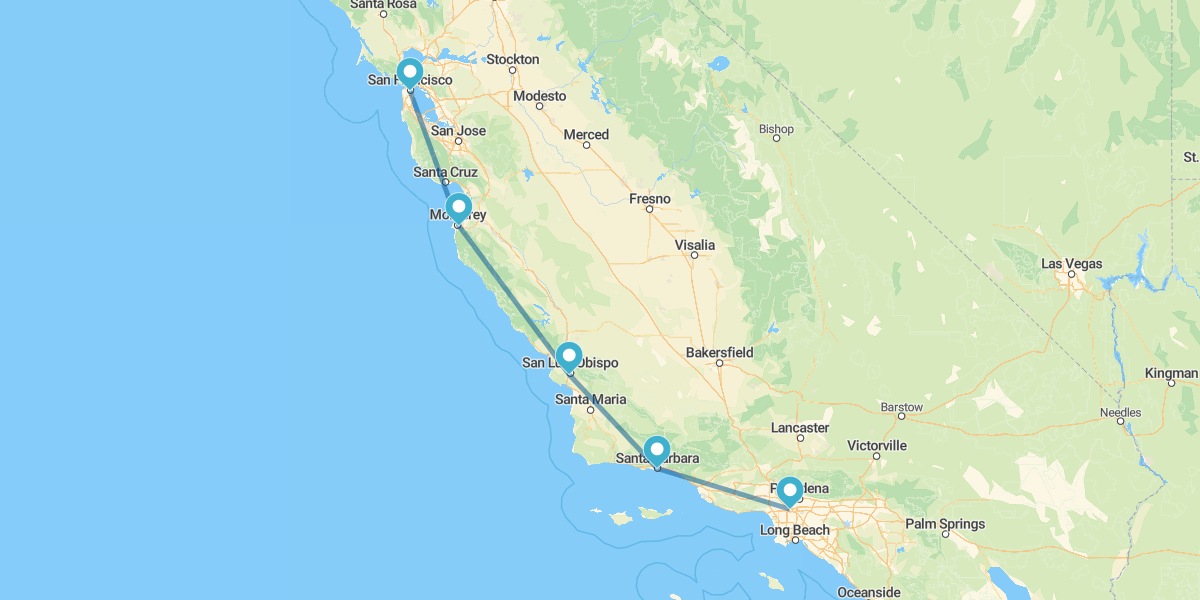 Ruta por la Costa de California, de Los Ángeles a San Francisco