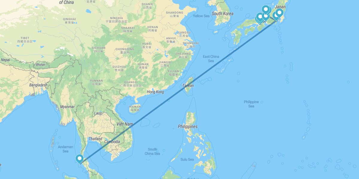 Del Sur al Norte de Japón y Phuket
