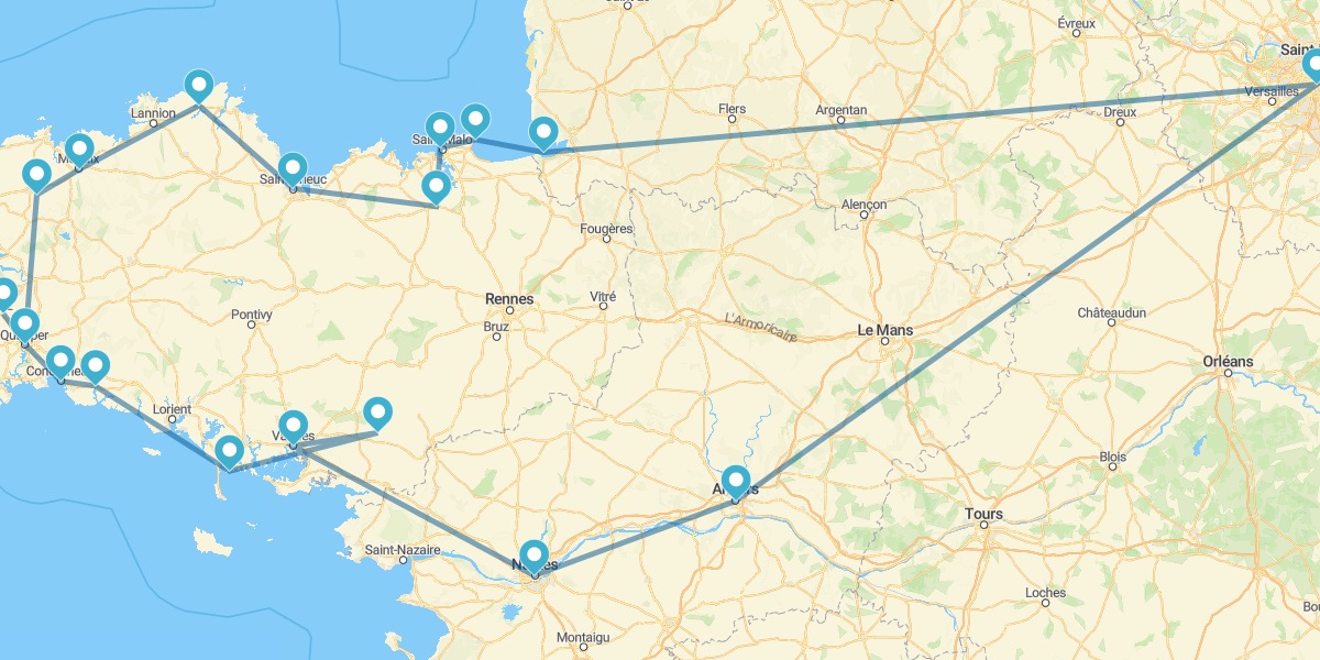Ruta por la Región de la Bretaña desde París